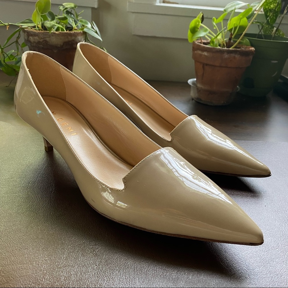M. Gemi Nude Patent Kitten Heel Pumps sz 41 EUC
